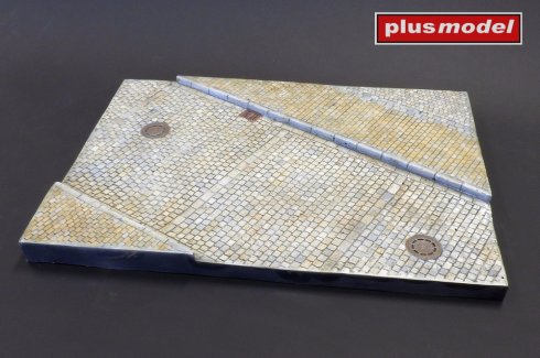 Display base – Cobblestone street with sidewalk